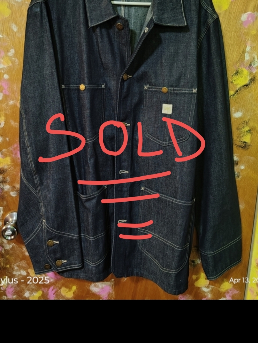 😲🔥 Lee Dark Indigo Denim Jacket with Brass Buttons XL (NWOT )